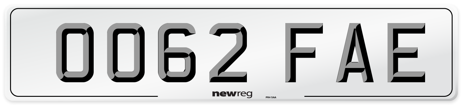 OO62 FAE Number Plate from New Reg